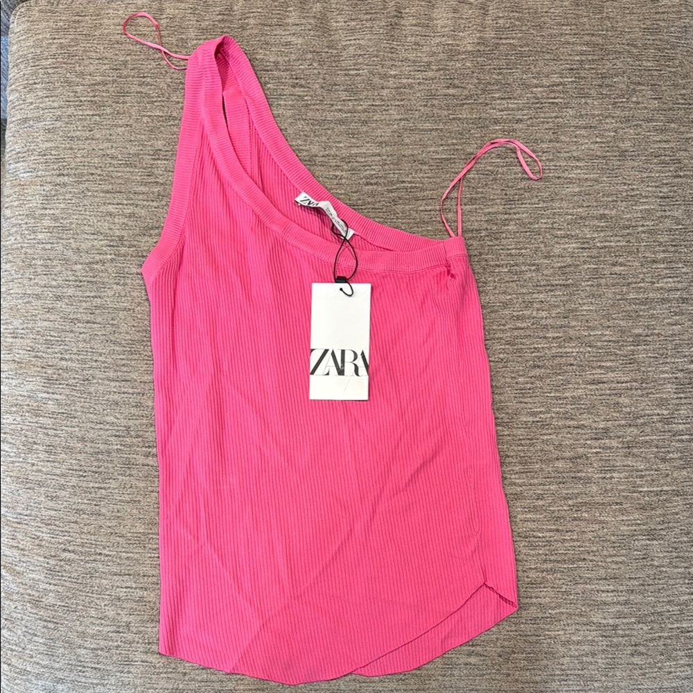 Zara Pink One-Shoulder Top